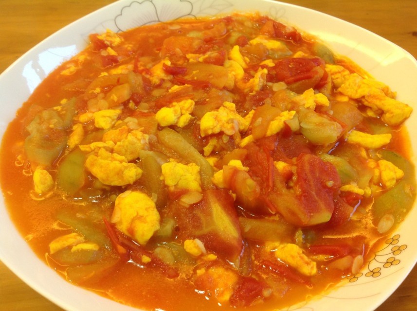 番茄丝瓜炒鸡蛋