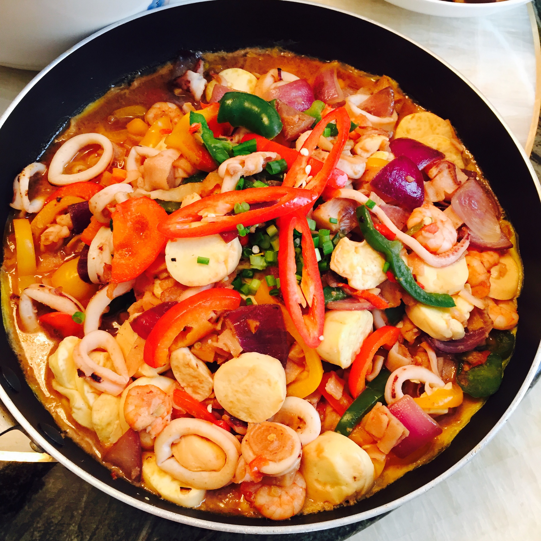 铁板海鲜日本豆腐 Seafood with Japanese Dofu