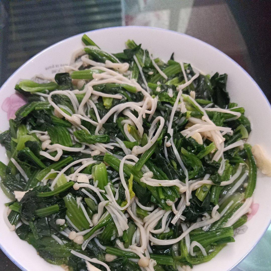 凉拌菠菜金针菇