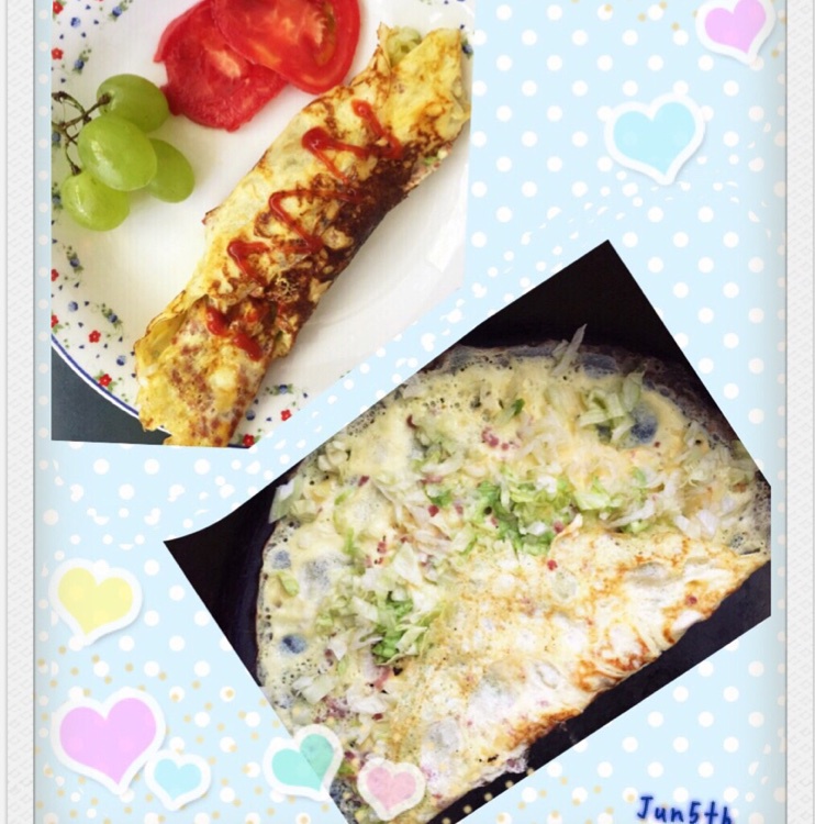 #爱自己，好好吃早餐# 十分钟搞定【芝士蔬菜鸡蛋饼】