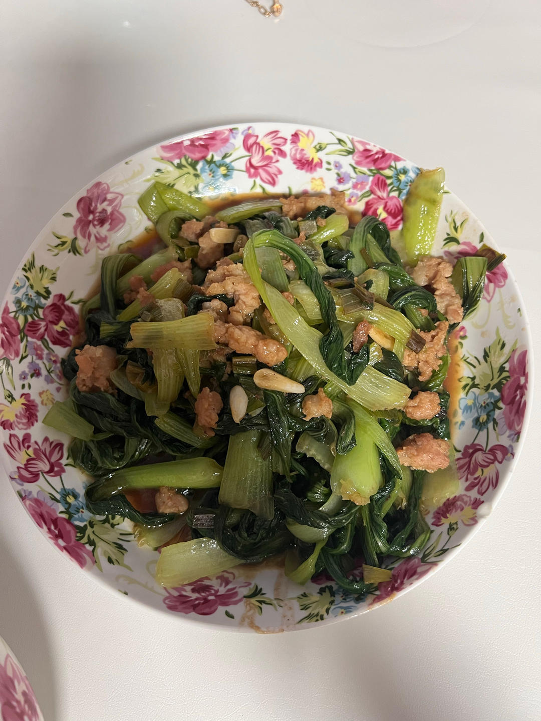 上班带饭菜-肉末小白菜