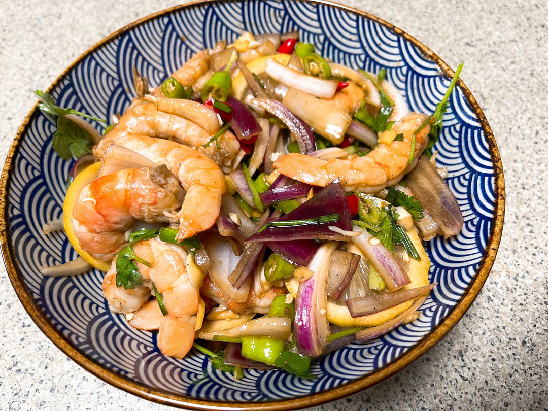 泰式酸辣柠檬虾 低脂开胃夏天必备