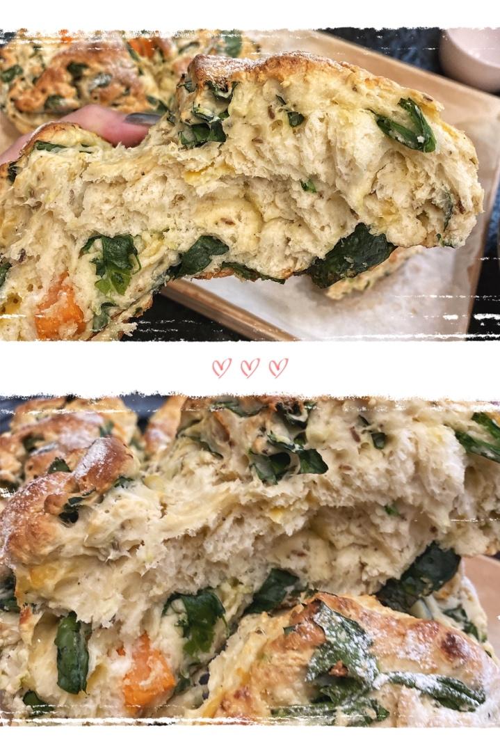 菠菜南瓜奶酪丹波面包丨健康·烘焙