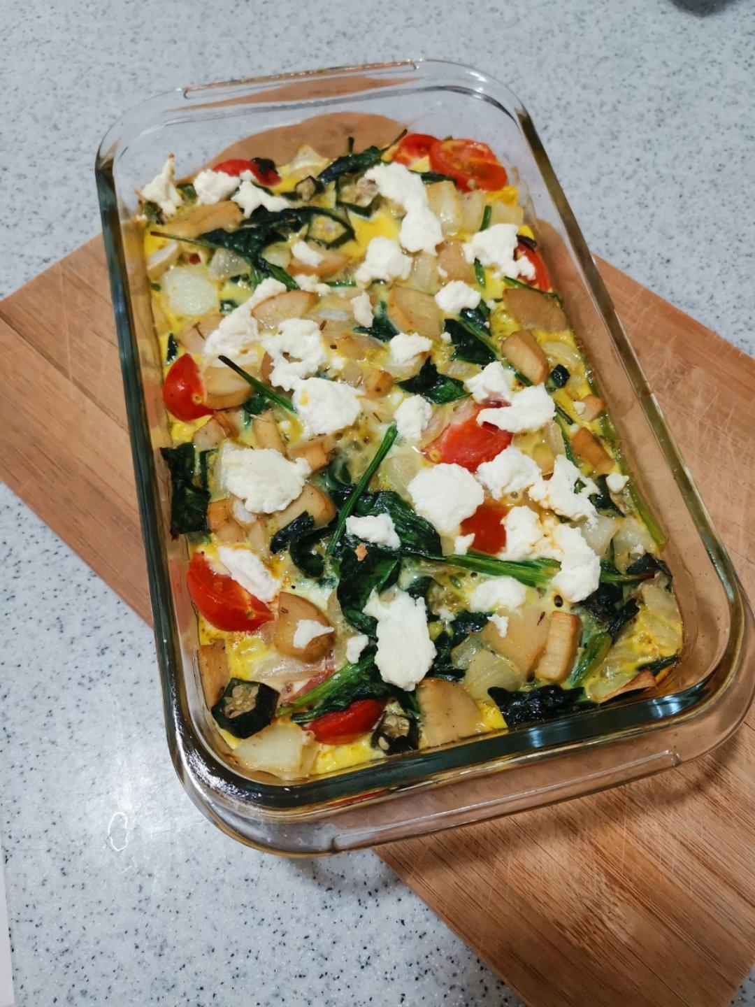 蘑菇菠菜奶酪早餐蛋饼丨健康·烘焙