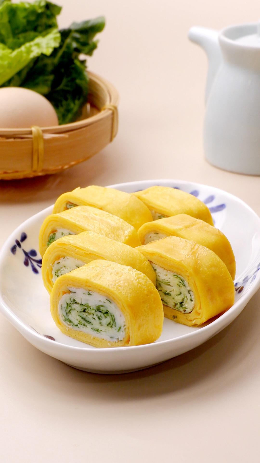 生菜双色厚蛋烧的做法