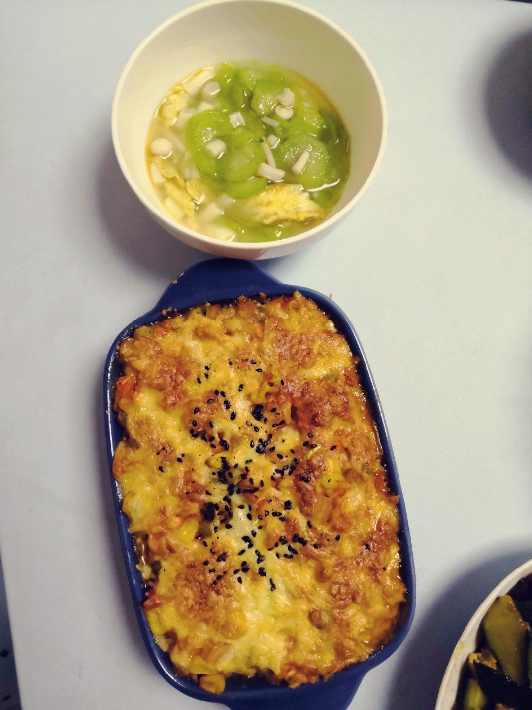 烤箱版会拉丝的芝士鸡肉焗饭