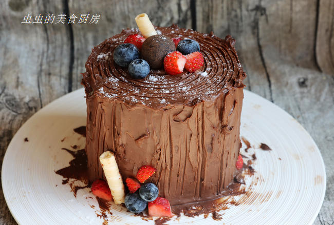 圣诞巧克力树桩蛋糕