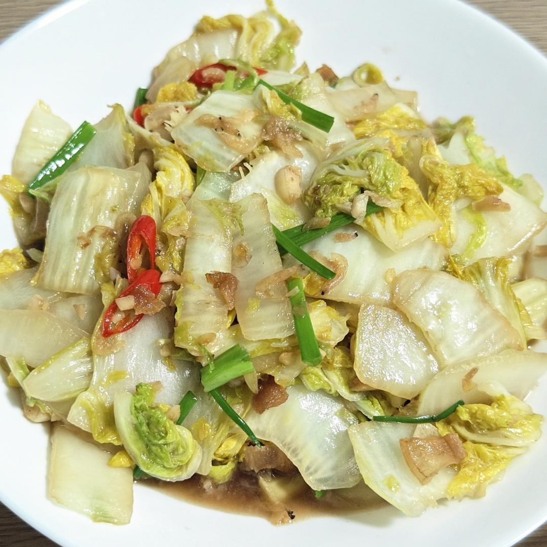 虾皮炒白菜，鲜的很啊