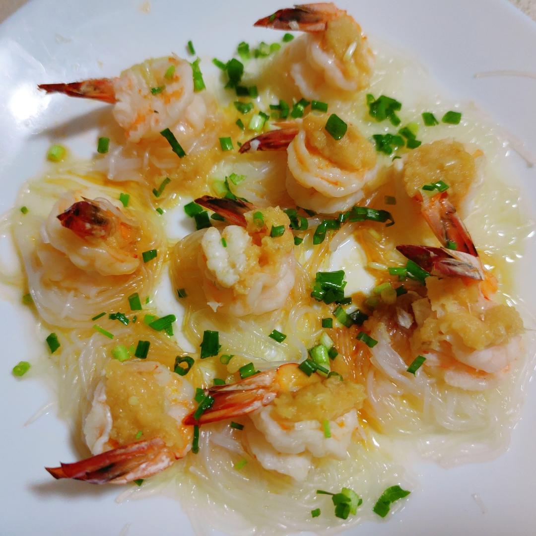 年夜菜之腰缠万贯~蒜蓉粉丝蒸虾尾