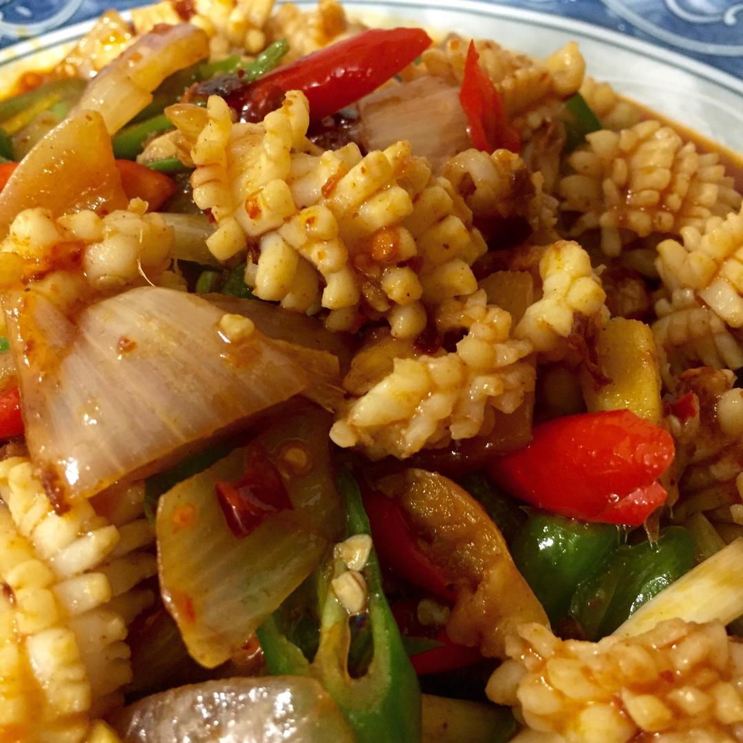 韩国辣椒酱炒鲜鱿花的做法