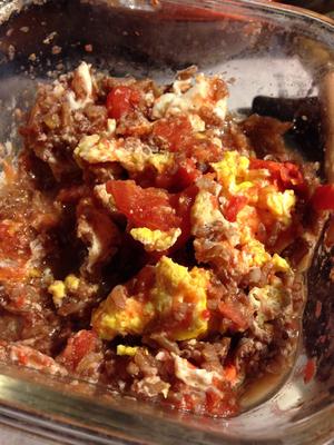 微波之番茄蛋饭，只要一个容器的饭的做法 步骤3