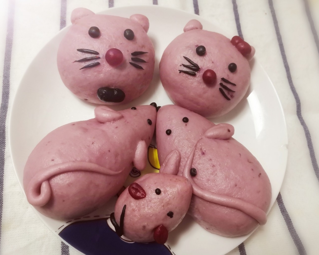 鼠你最可爱紫薯豆沙包，猫先生猫太太与小老鼠一家