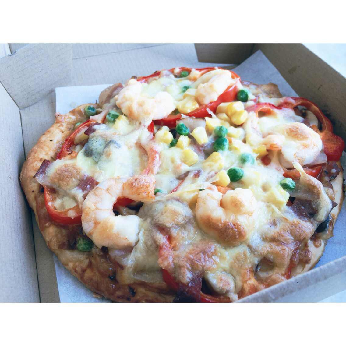 【鲜虾仁培根披萨】