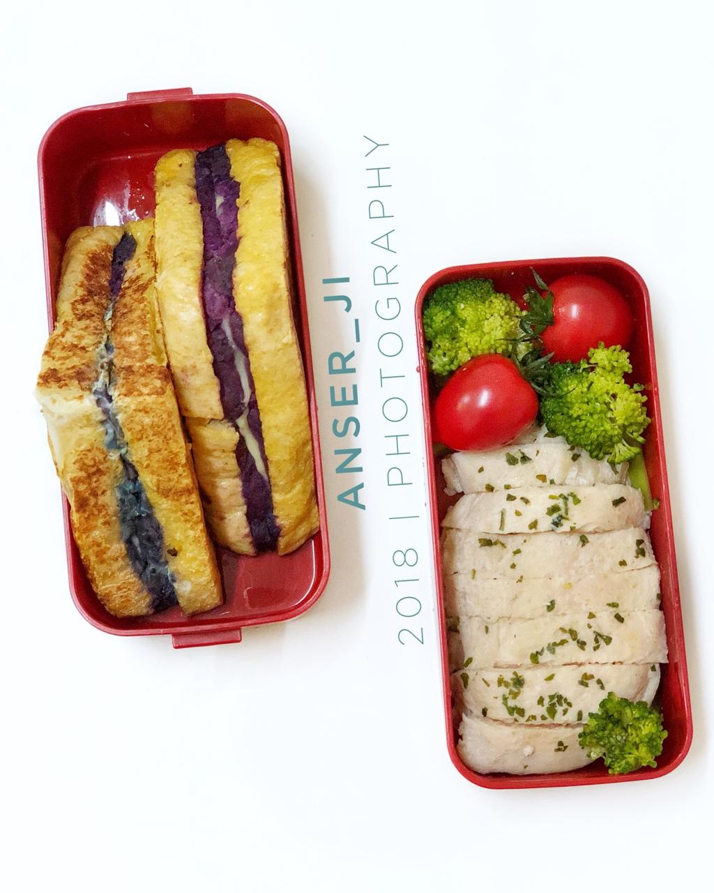 无油全麦紫薯西多士（快手健康早餐）