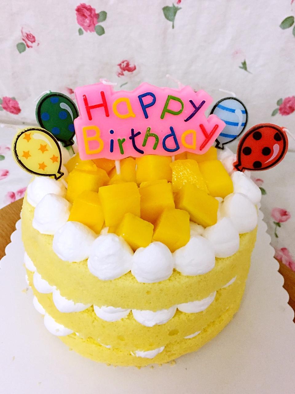 【零失败】不会裱花没关系的水果裸蛋糕 芒果裸蛋糕 完美戚风胚