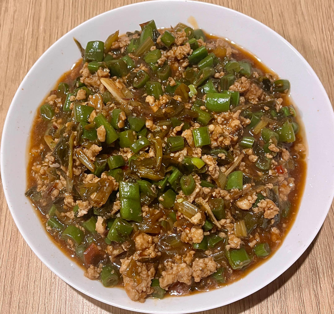 肉沫豆角下饭菜