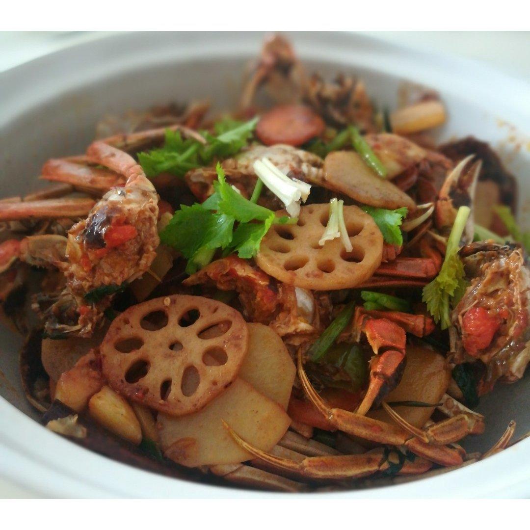 香辣蟹煲(简单美味免油锅版)