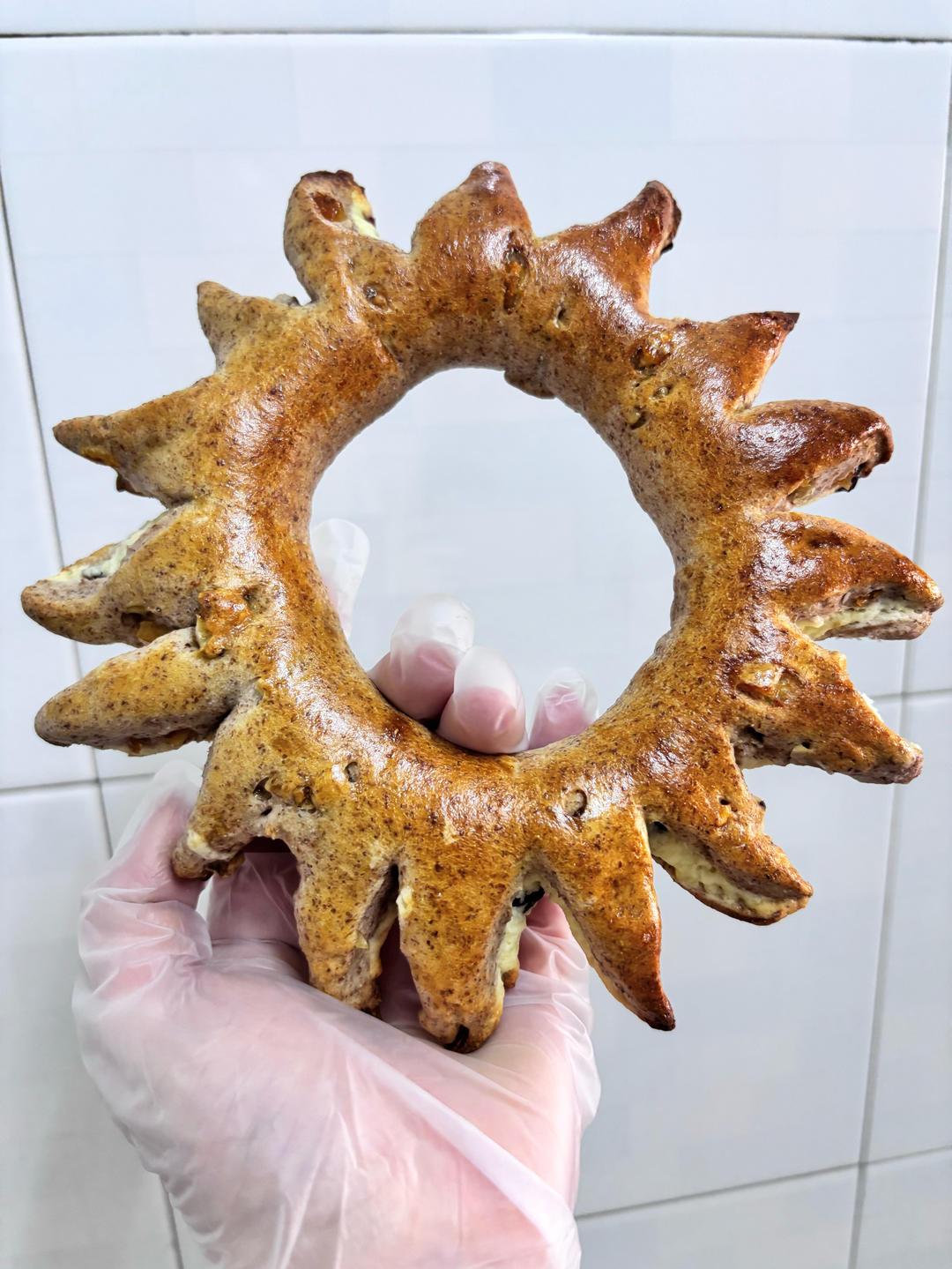 超多坚果和椰蓉的太阳花面包制作教程！