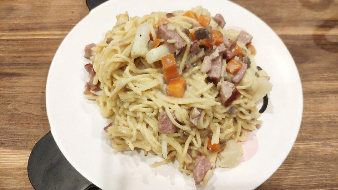 蔬粒奶油培根意面