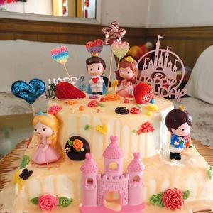 公主王子城堡双层生日蛋糕的做法 步骤1