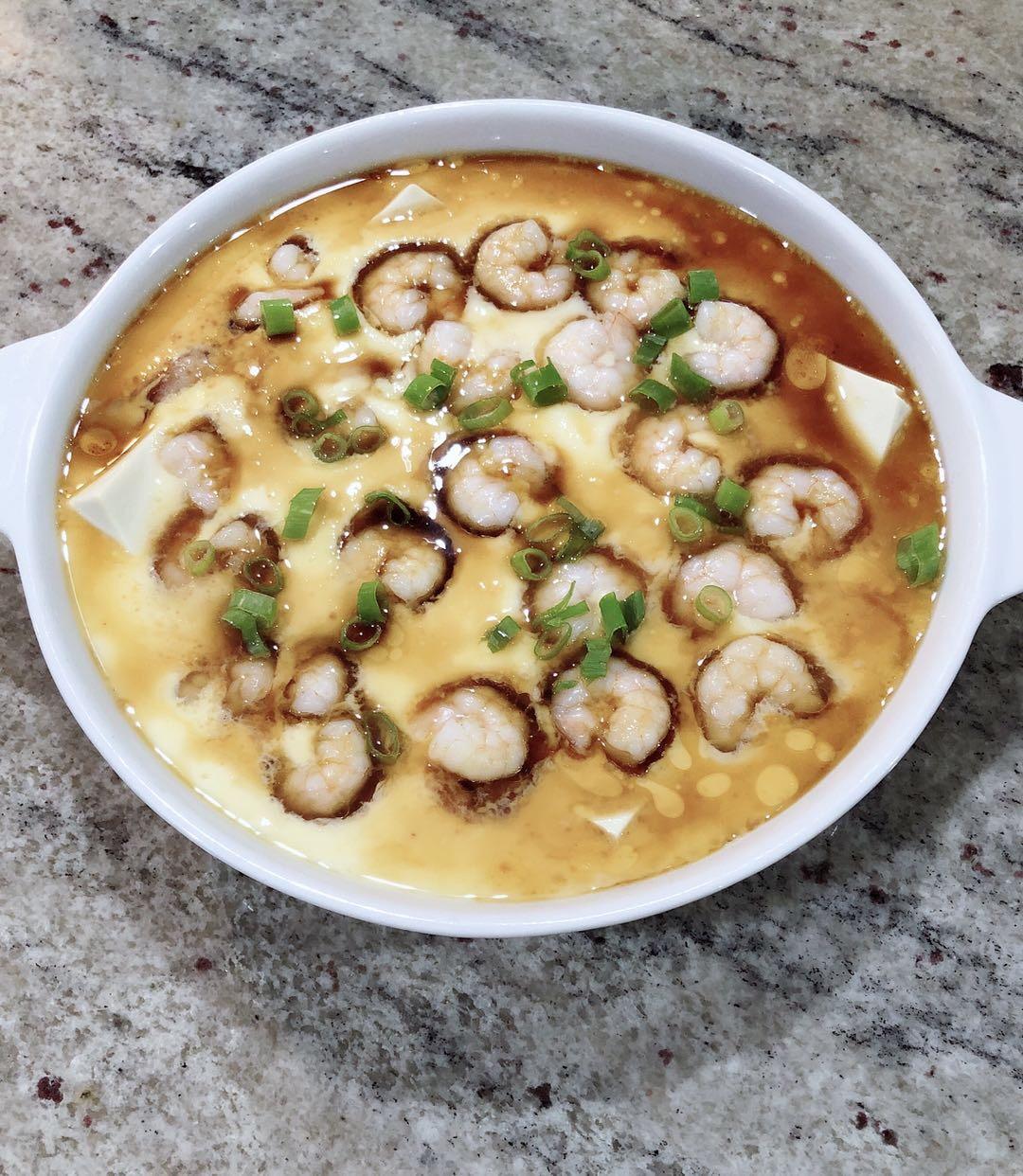 虾仁豆腐蒸水蛋