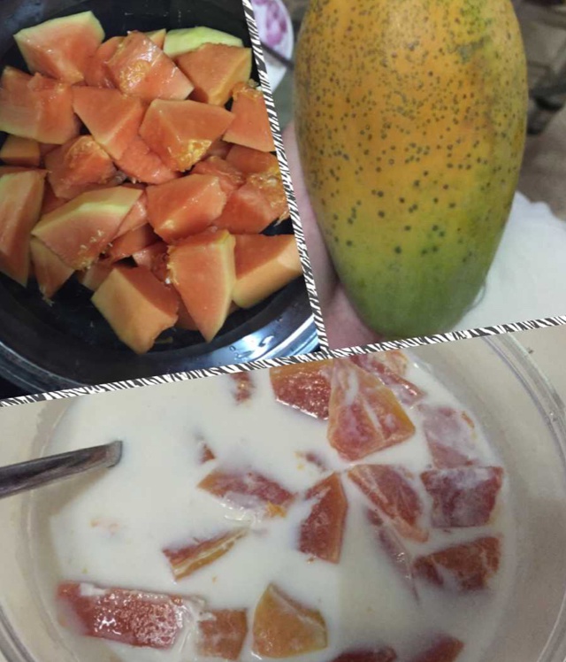鲜奶炖木瓜
