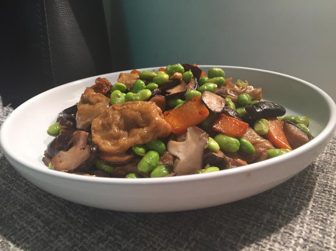 丝瓜毛豆烧油面筋
