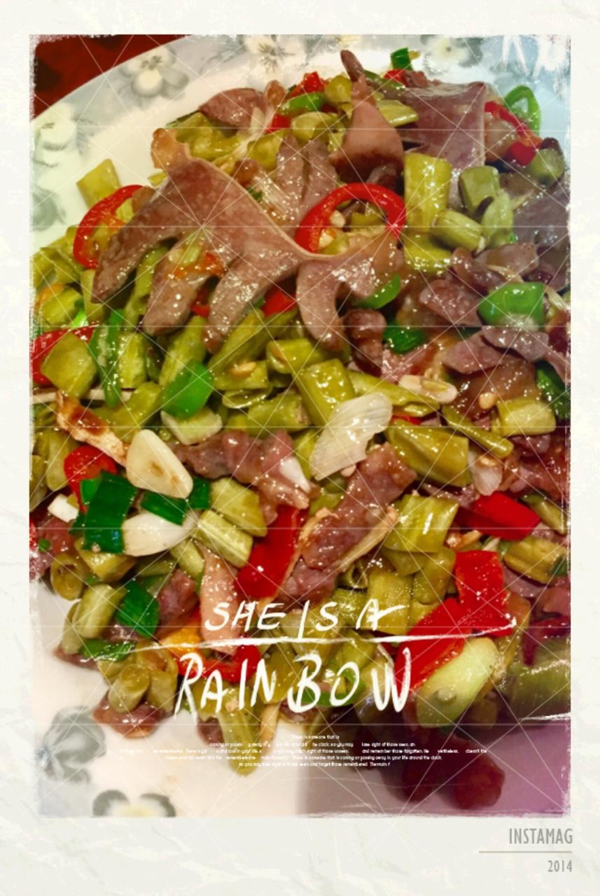 酸豆角炒鸭胗