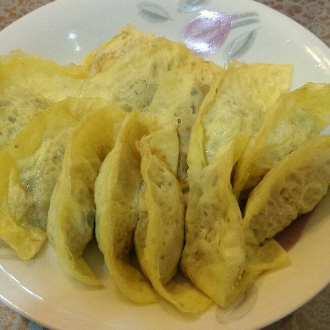肉末蛋饺