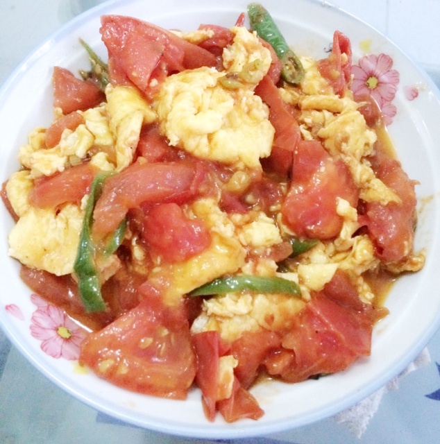 哆啦c梦mp63做的青椒西红柿炒鸡蛋