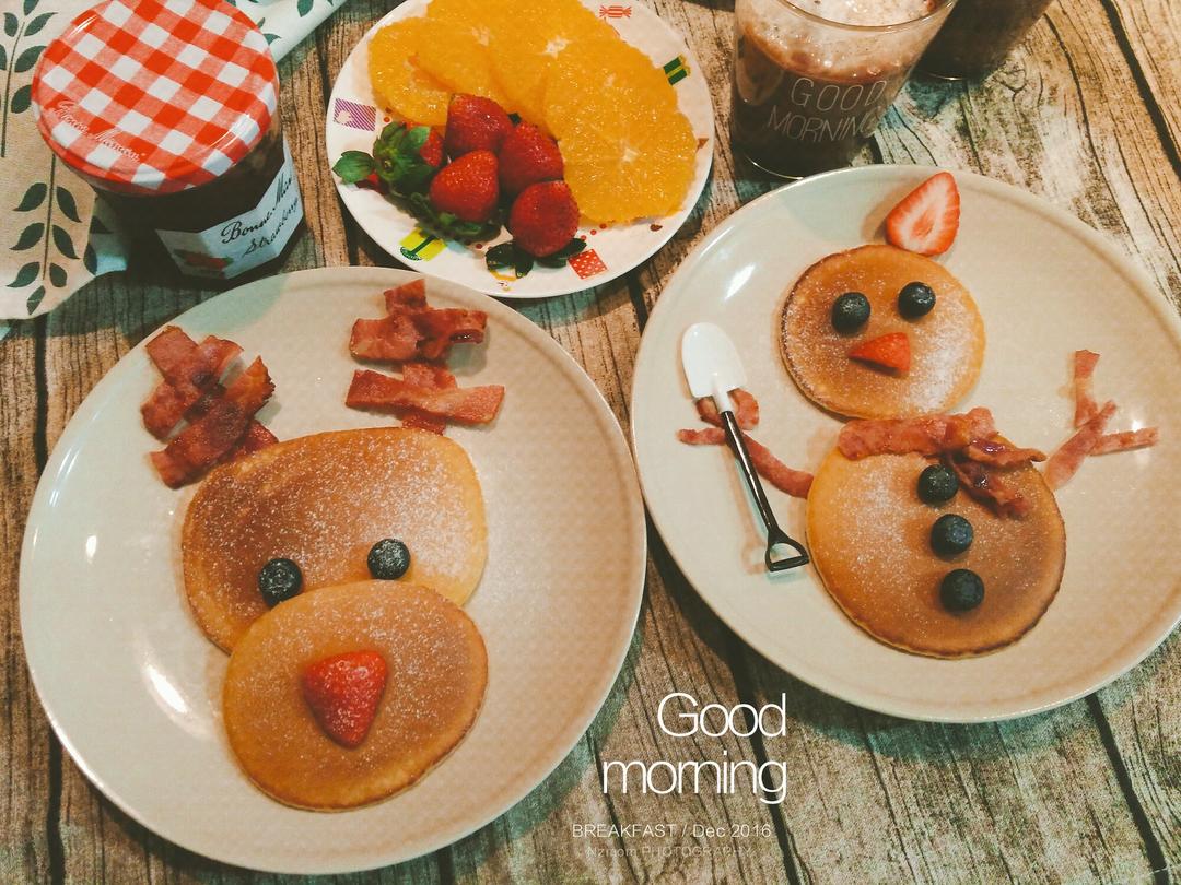 圣诞季:雪人麋鹿松饼的做法