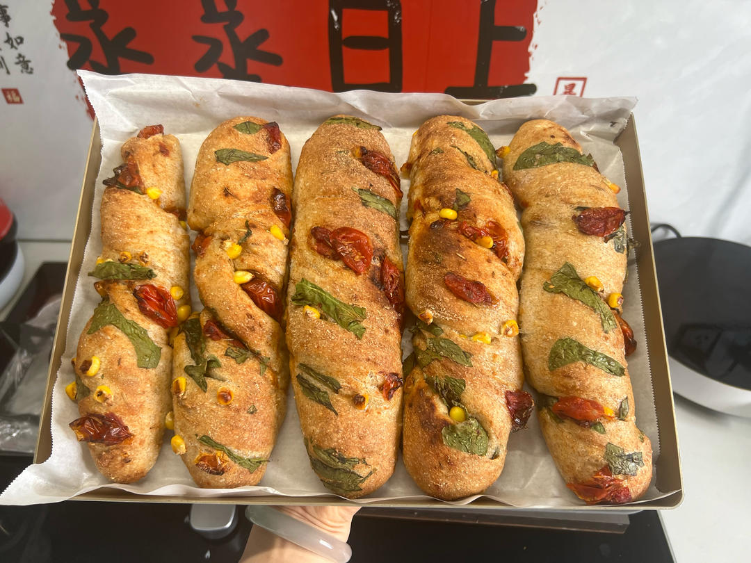 免揉面的全麦恰巴塔扭扭棒