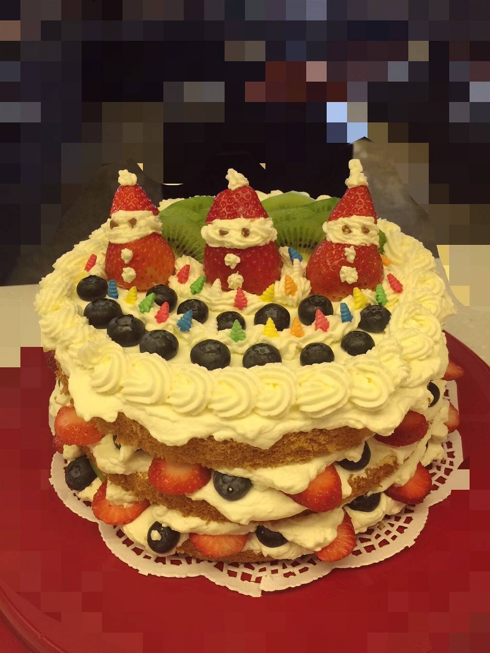 自创【8寸戚风蛋糕】🎄圣诞版水果裸蛋糕