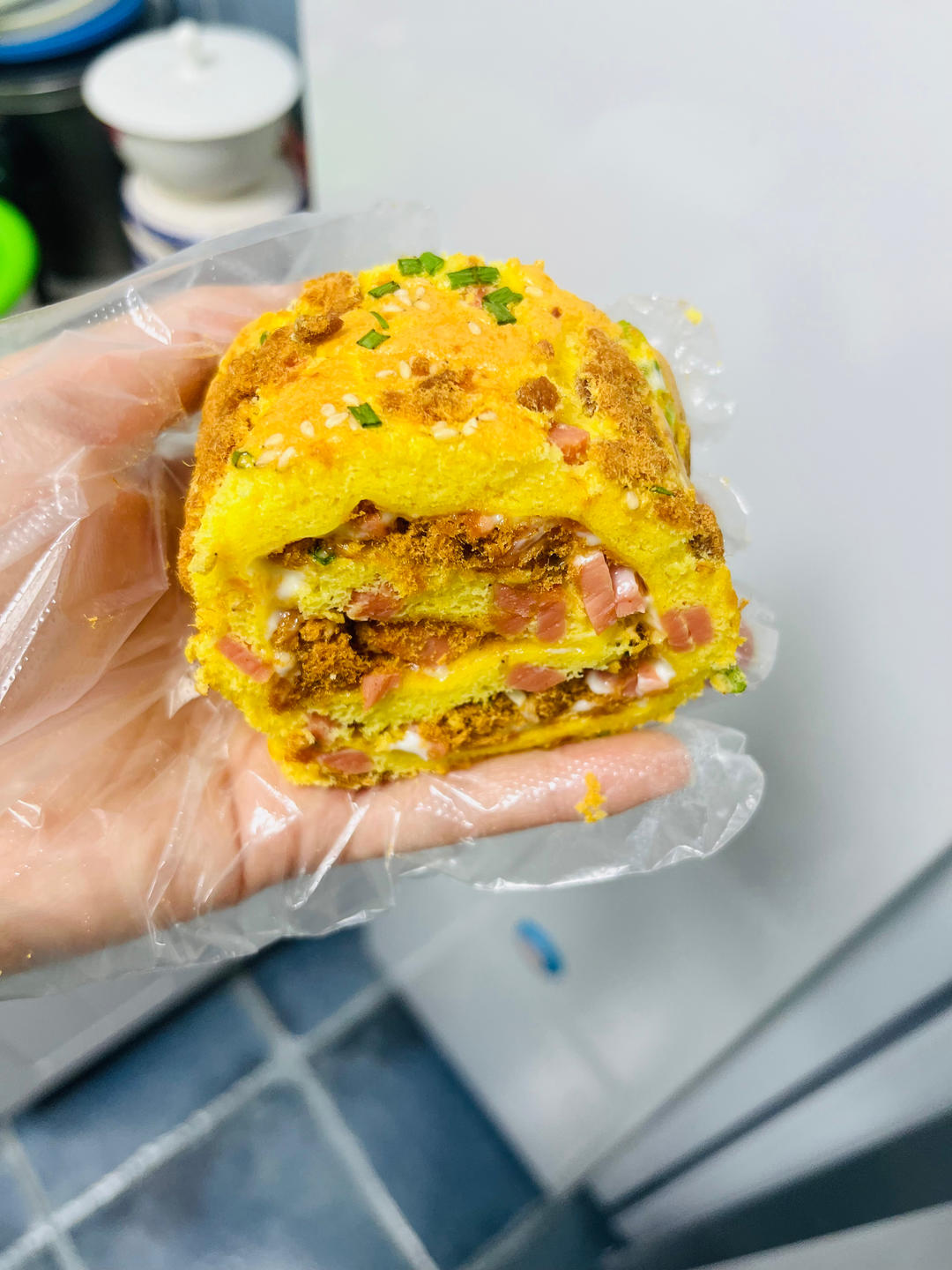 料多多！超满足！无法抗拒的香葱蛋糕卷～