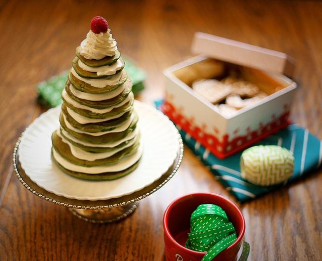 抹茶厚松饼圣诞树的做法