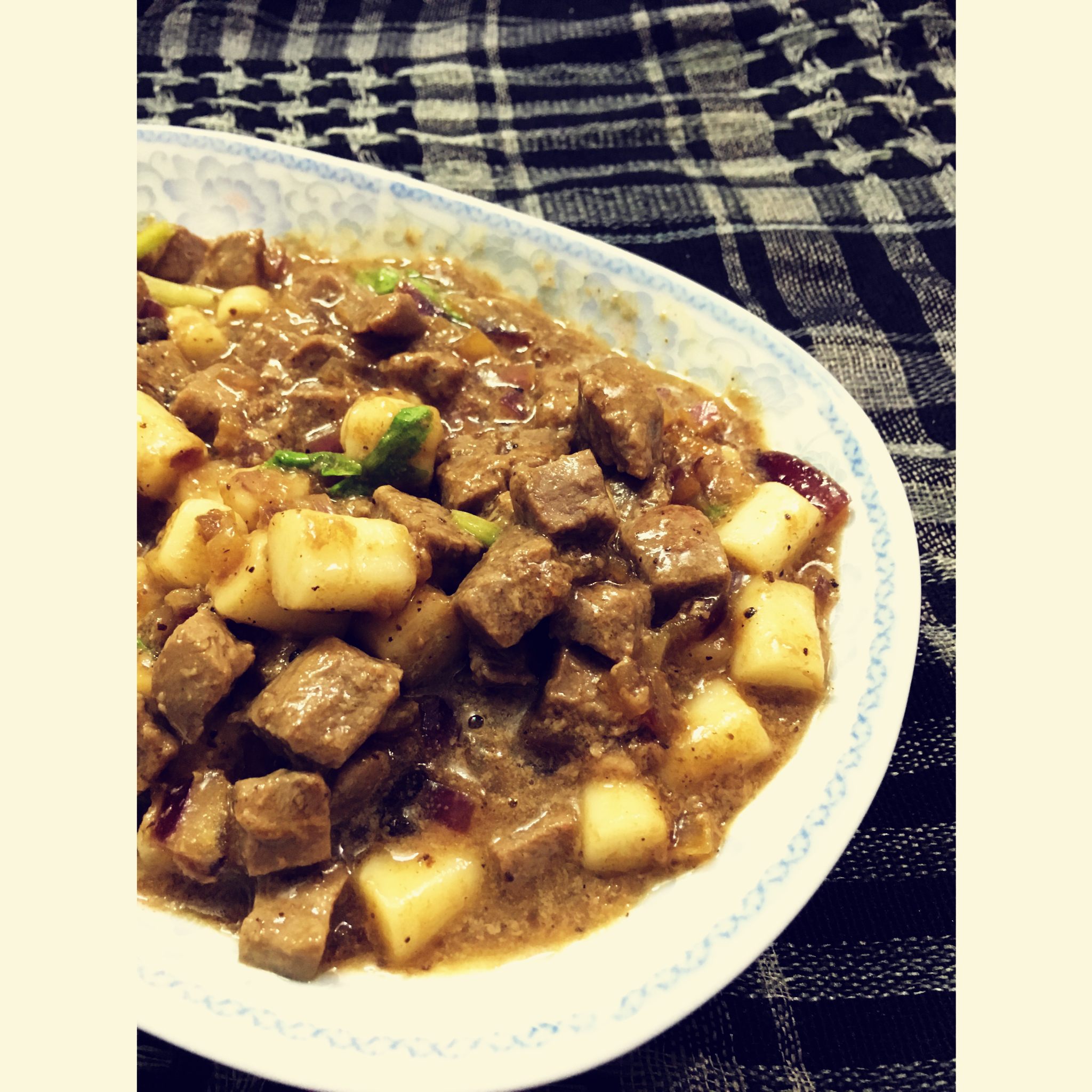 黑椒年糕牛肉粒