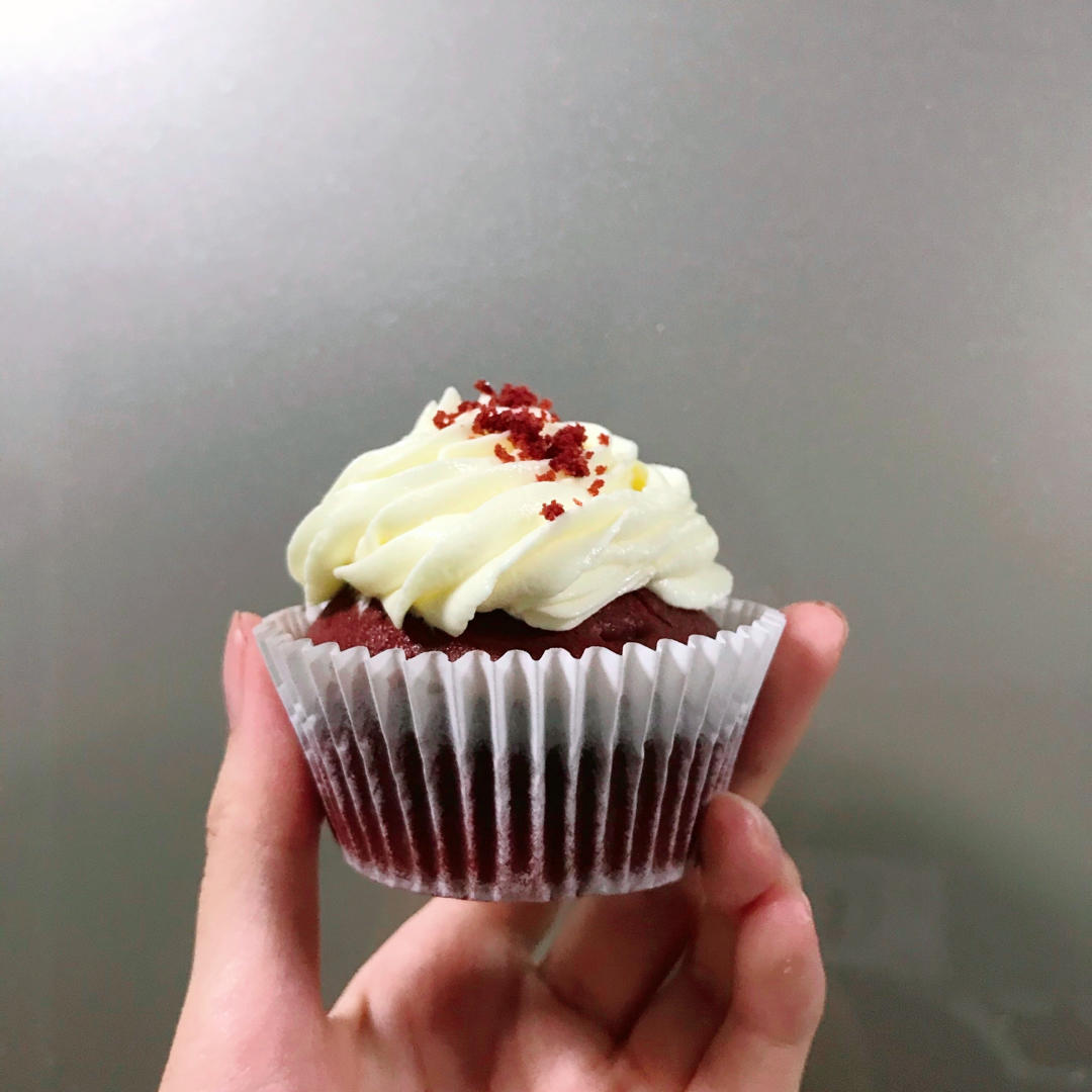 传统红丝绒杯子蛋糕（极软无泡打粉）Red velvet cupcake