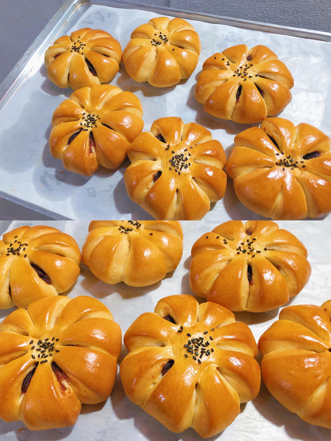 豆沙花朵面包