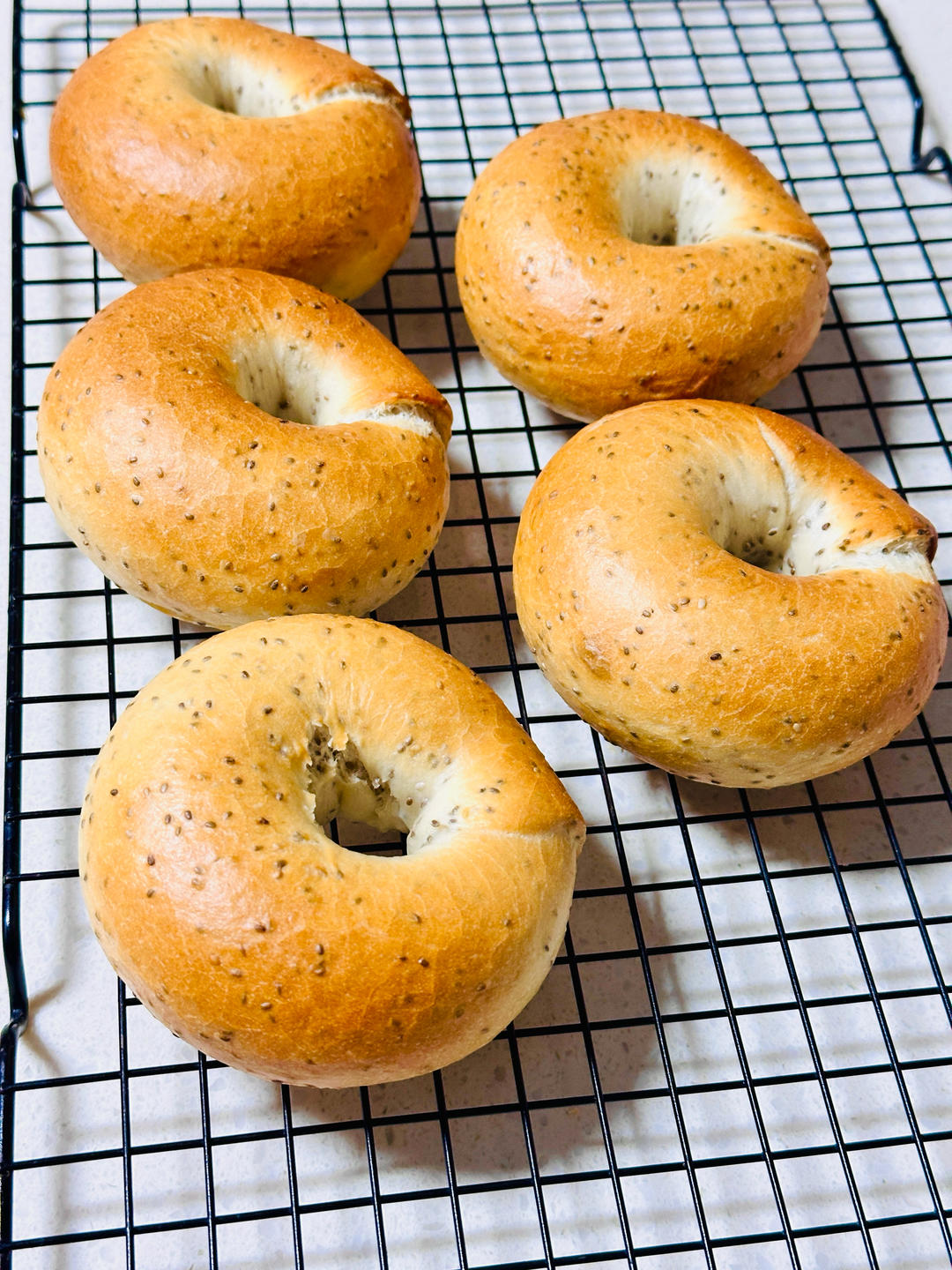 漂亮钻石纹 奇亚籽贝果 减脂必备主食