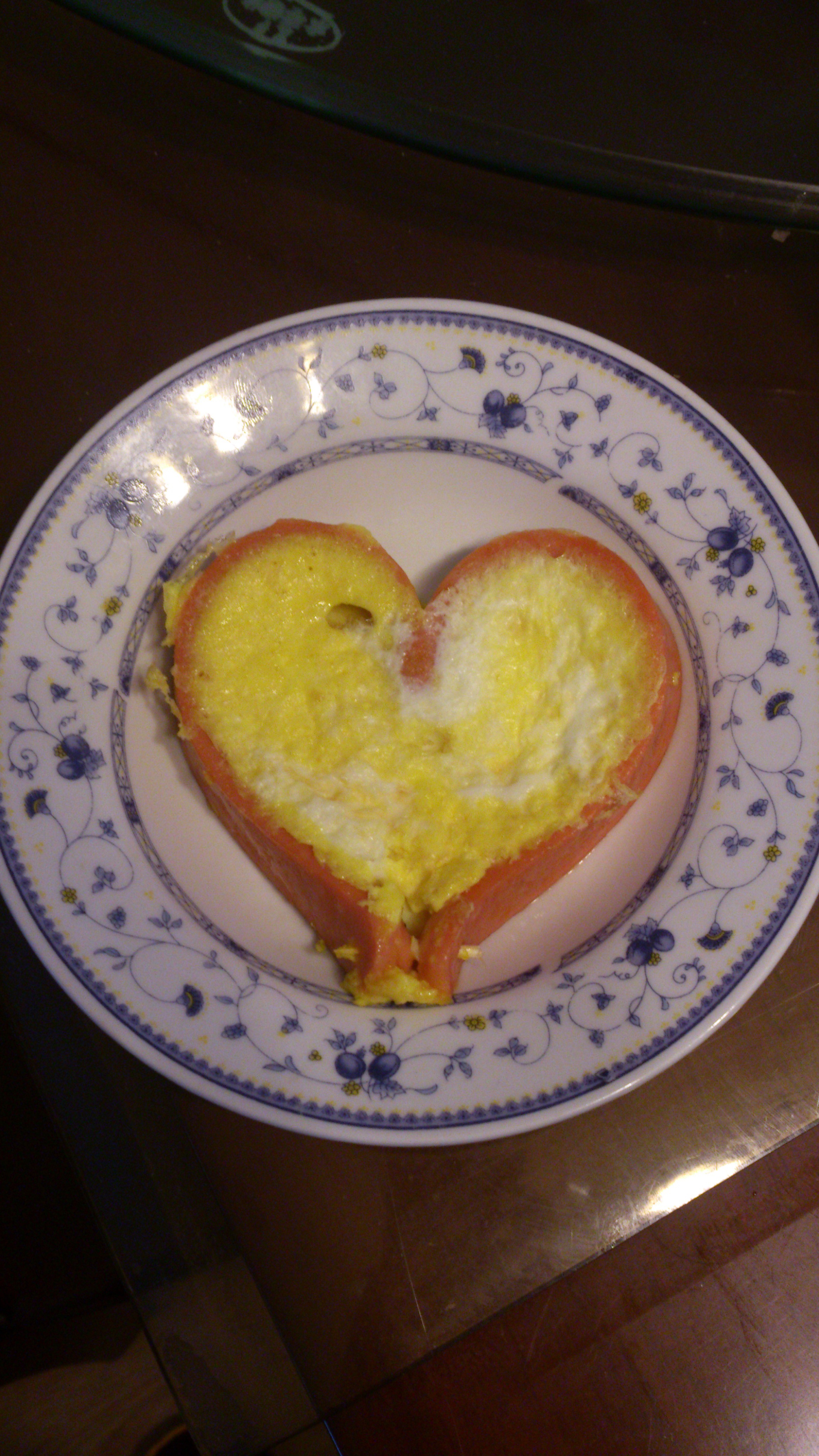 小龙女px54做的心形煎鸡蛋