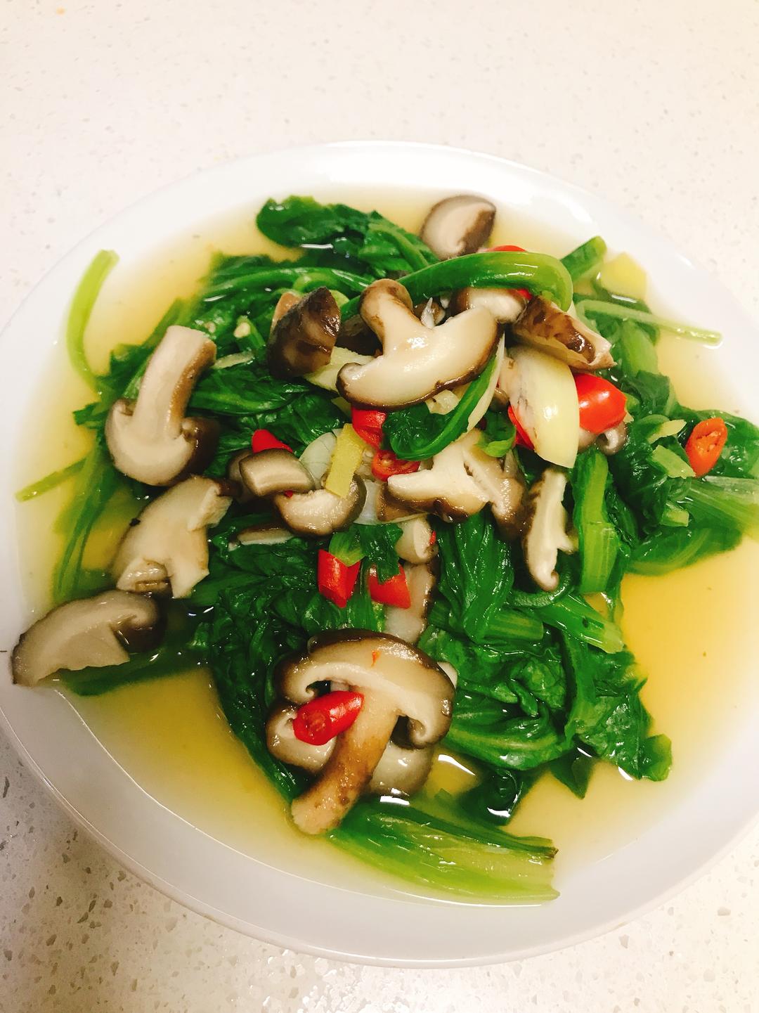 上汤生菜香菇的做法