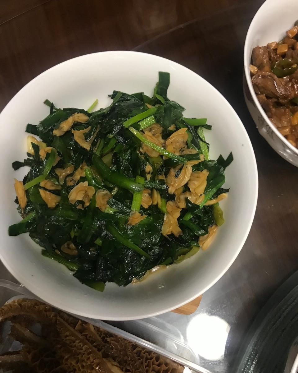 蛤蜊肉炒韭菜