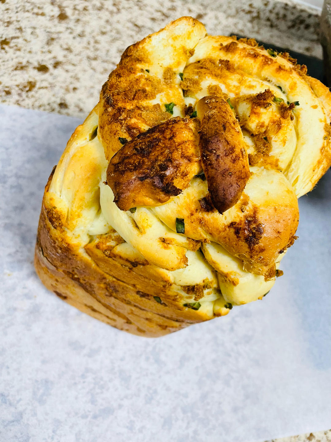 面包机做香葱肉松吐司