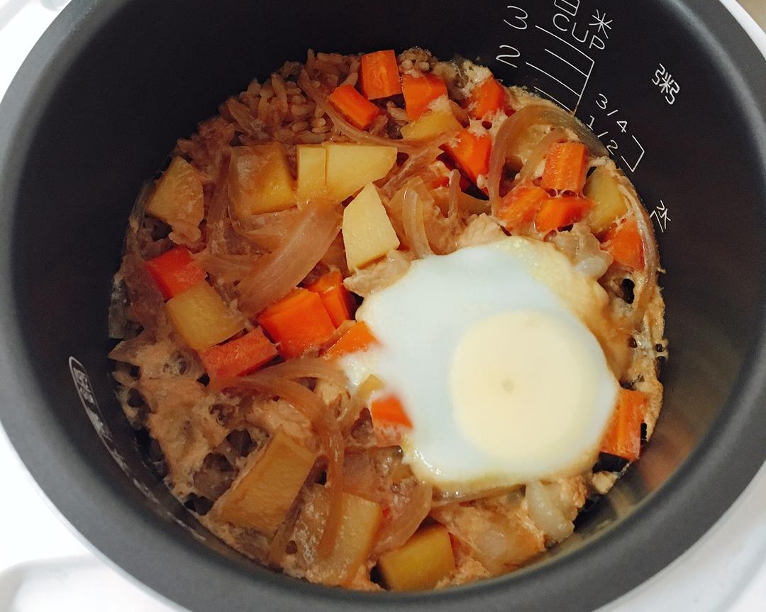 土豆胡萝卜洋葱肉焖饭的做法