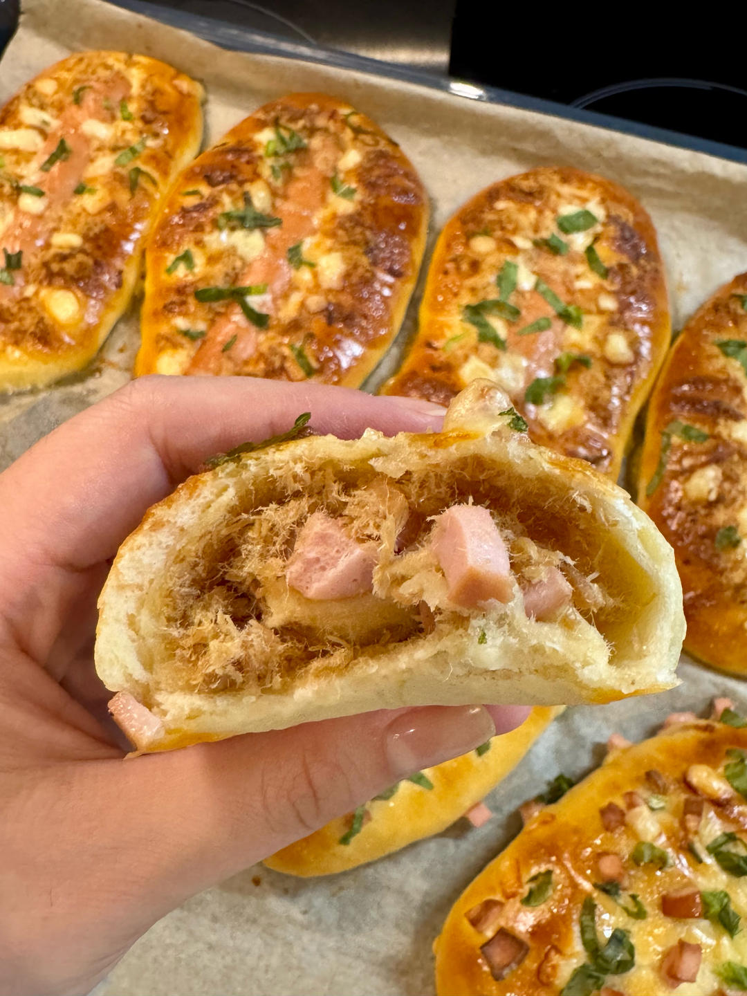 香葱火腿肉松面包