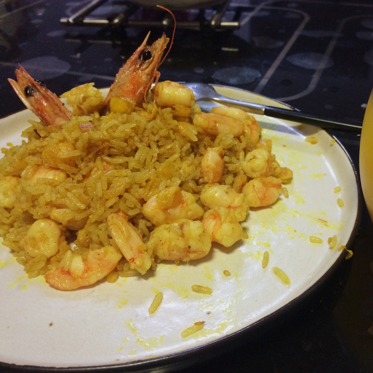 咖喱鲜虾咸蛋炒饭