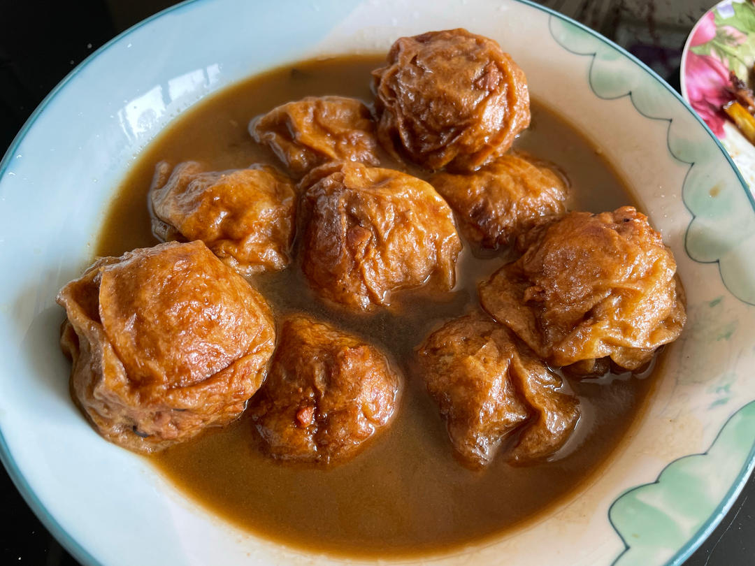 红烧油面筋塞肉