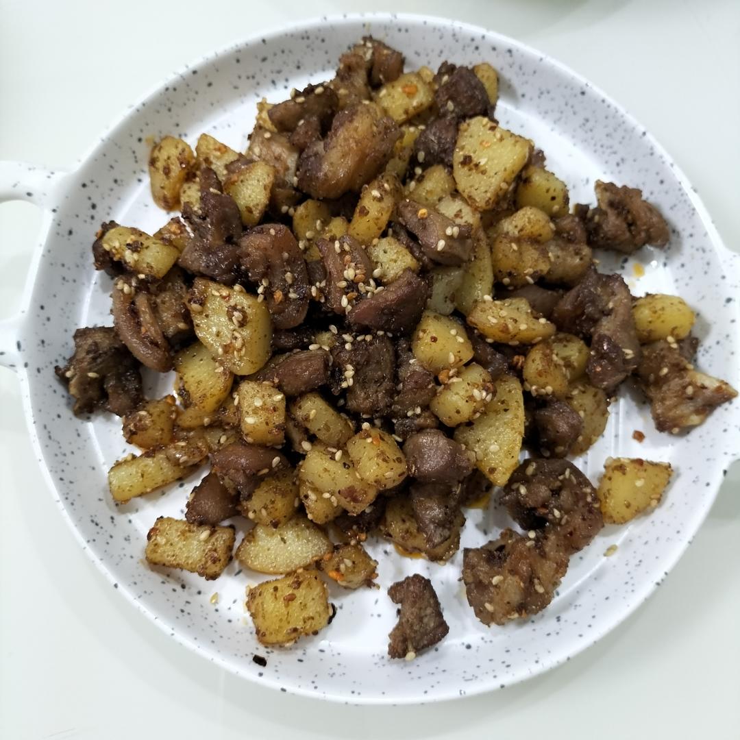 空气炸锅烤土豆羊肉粒