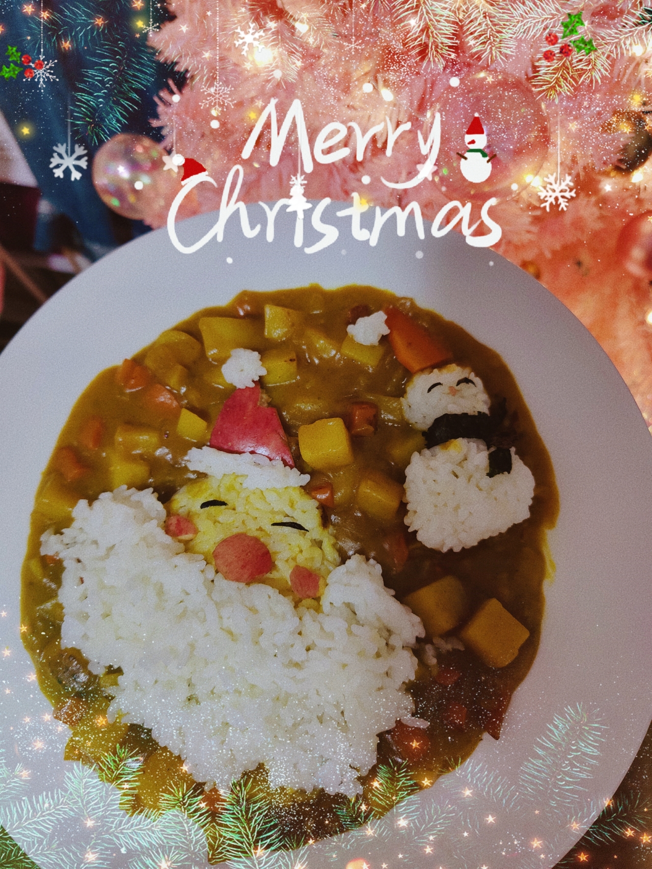 圣诞限定晚餐｜🎅圣诞老人咖喱饭+🎄西兰花圣诞树