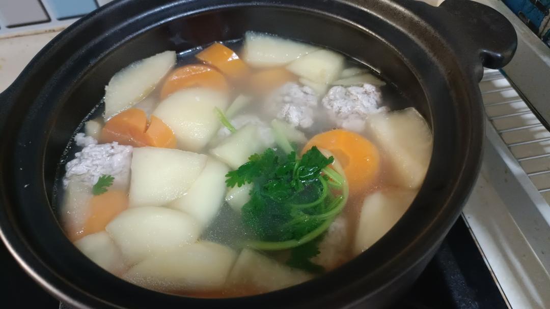 健脾养胃-苹果胡萝卜（山药）肉丸汤